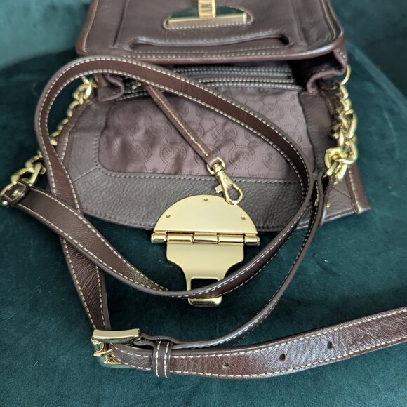 Michael Kors Brown Leather and Calfhair Margo Top Handle Satchel Bag - Picture 11 of 12